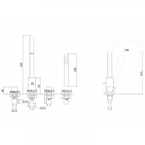 Смеситель на борт ванны Abber Wasser Kreis AF8113RG Розовое золото латунь