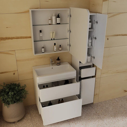 Тумба под раковину Style Line Атлантика 70 Люкс Plus СС-00002342 Белая матовая антискрейтч МДФ / ЛДСП