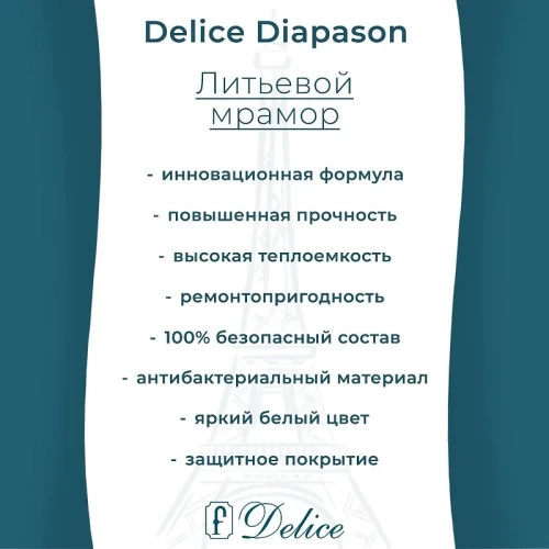 Ванна из искусственного камня Delice Diapason 175х70 DLR330063RB-M цвет Белый матовый с черными ручками