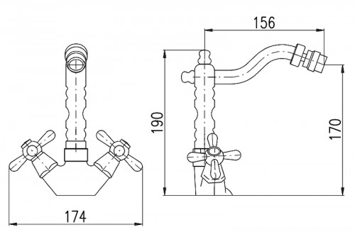 Смеситель для биде Rav Slezak Morava retro MK120.5/9 Хром латунь
