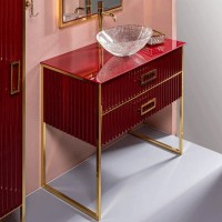 Тумба под раковину Boheme Armadi Art Monaco 100 867-100-RG Бордо глянец Золото МДФ / ЛДСП