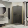 Душевой уголок Maybah Glass MGY-1299-3 900x900x1980 на монопетлях Золото стекло графитовое матовое