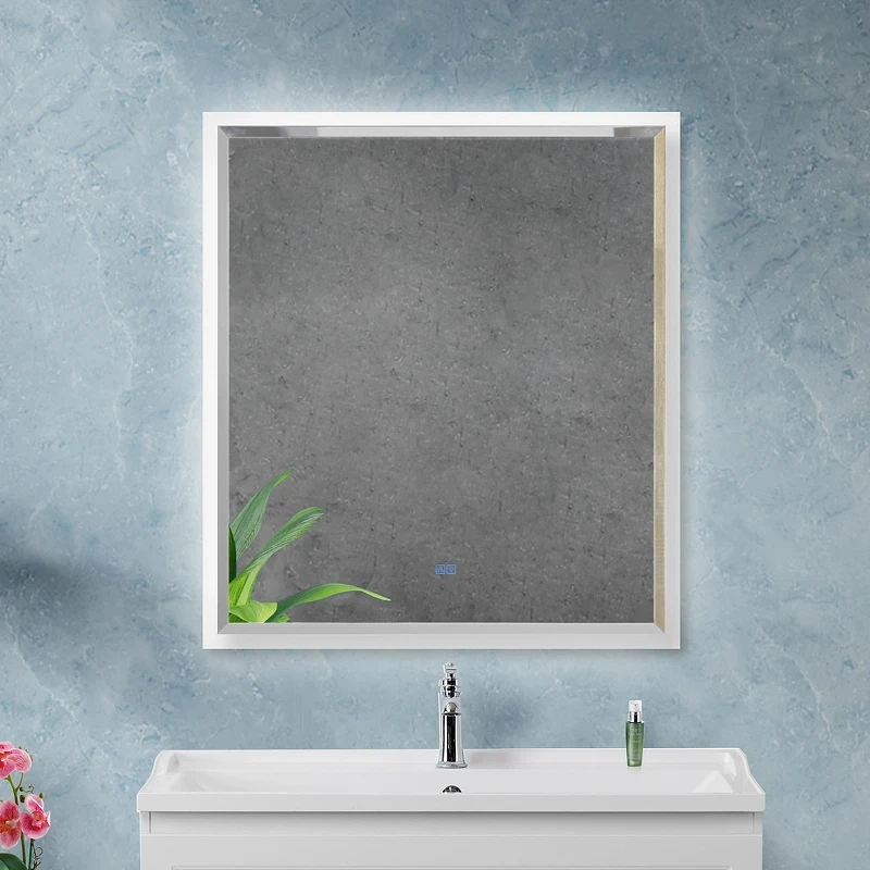 Зеркало Cezares Interni 80 CZR-SPC-INT-800-900-LED-TCH-WARM-BL с подсветкой Bianco Lucido с сенсорным выключателем и подогревом МДФ / ЛДСП, стекло