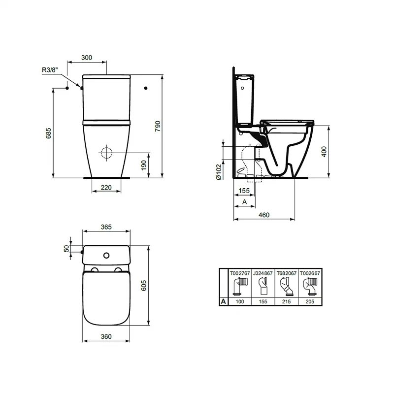 Унитаз компакт Ideal Standard I.Life S T459601 без бачка и сиденья фаянс напольный