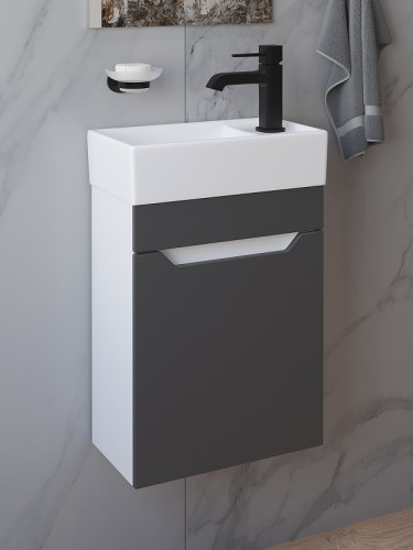 Тумба с раковиной DIWO Архангельск 40 1108024 подвесная цвет Белый, Антрацит