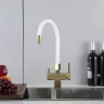 Смеситель для кухни Gappo G4395-33 цвет Золотой сатин Белый