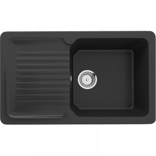 Кухонная мойка Ulgran Classic U-506-344 Ультра-черная искусственный камень (литьевой мрамор) встраиваемый