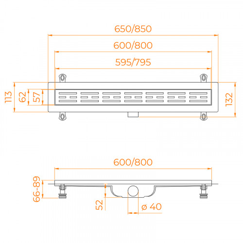 Душевой лоток RGW Drain Leo-40-80 60214080-01 с решеткой Хром