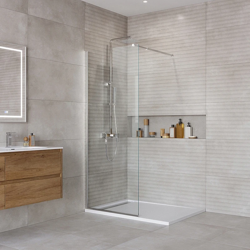 Душевая перегородка BelBagno Kraft 70 KRAFT-L-1-70-C-Cr профиль Хром стекло прозрачное