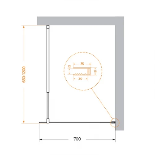 Душевая перегородка BelBagno Kraft 70 KRAFT-L-1-70-C-Cr профиль Хром стекло прозрачное