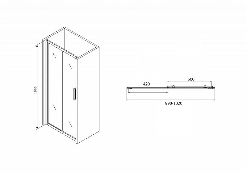 Душевая дверь Abber Schwarzer Diamant 100 AG30100BH профиль Черный стекло прозрачное