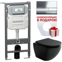 Комплект унитаза с инсталляцией Ceramicanova Metropol CN4002MB_1002CH_1000 с сиденьем Микролифт и клавишей смыва Хром фарфор подвесной