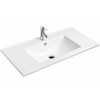 Раковина CeramaLux 71 9070Е Белая фаянс полувстраиваемая