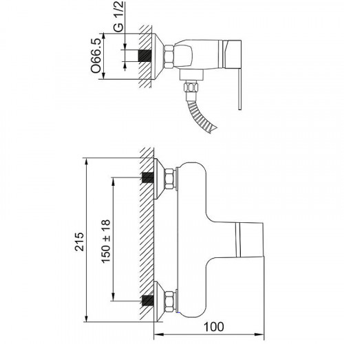 Смеситель для душа Melodia della vita Moderno MDV35150bk Черный матовый