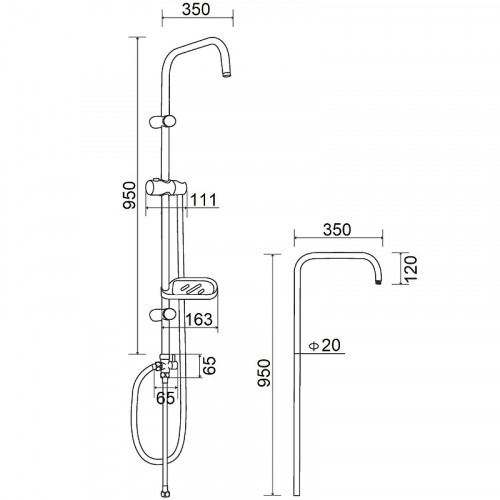 Душевая штанга Orange OneLife OL-BAR1b Черный нержавеющая сталь на стену