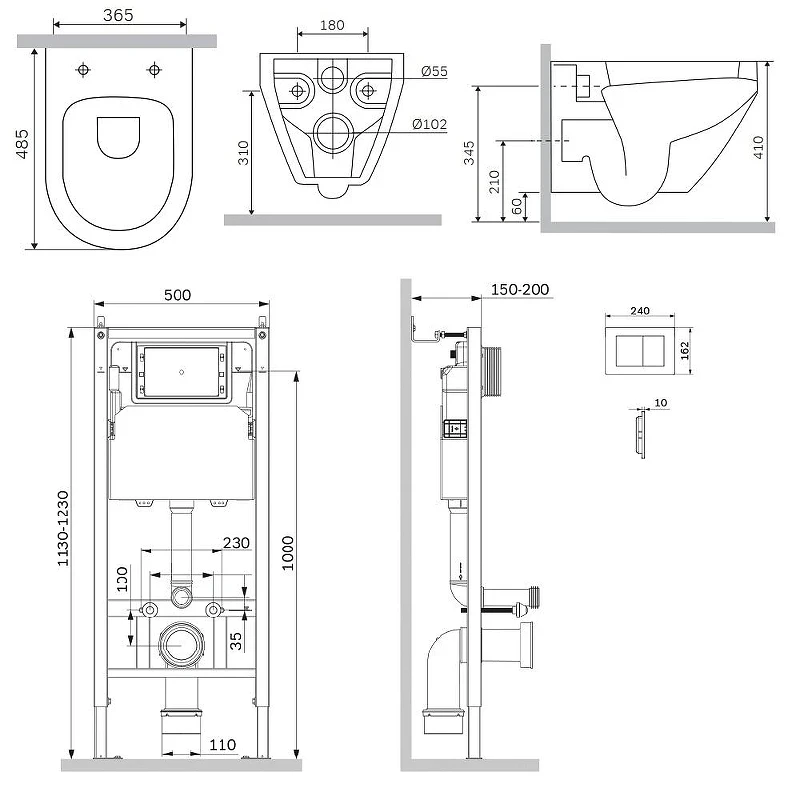 Унитаз с инсталляцией AM.PM Spirit V2.0 Aquaspin IS90201.701900 цвет Белый с сиденьем Микролифт и клавишей смыва цвет Белый глянцевый