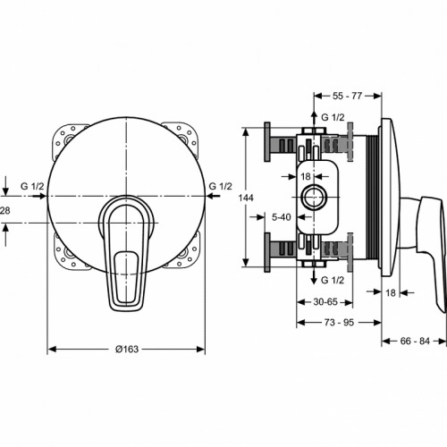Смеситель для душа Ideal Standard Ceramix Blue A5666AA Хром латунь встраиваемый