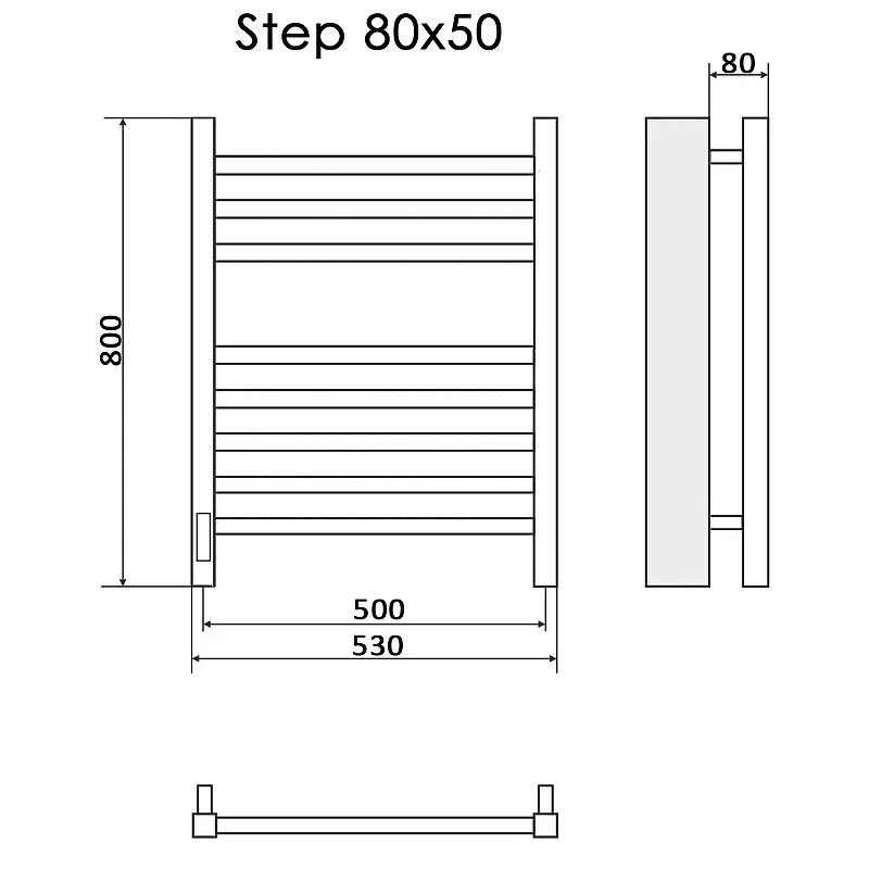Электрический полотенцесушитель Ника Step-2 80/50 Белый матовый нержавеющая сталь