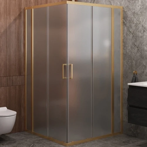 Душевой уголок Cezares Molveno 110x110 MOLVENO-A-22-90+20-P-BORO профиль Брашированное золото стекло рифленое