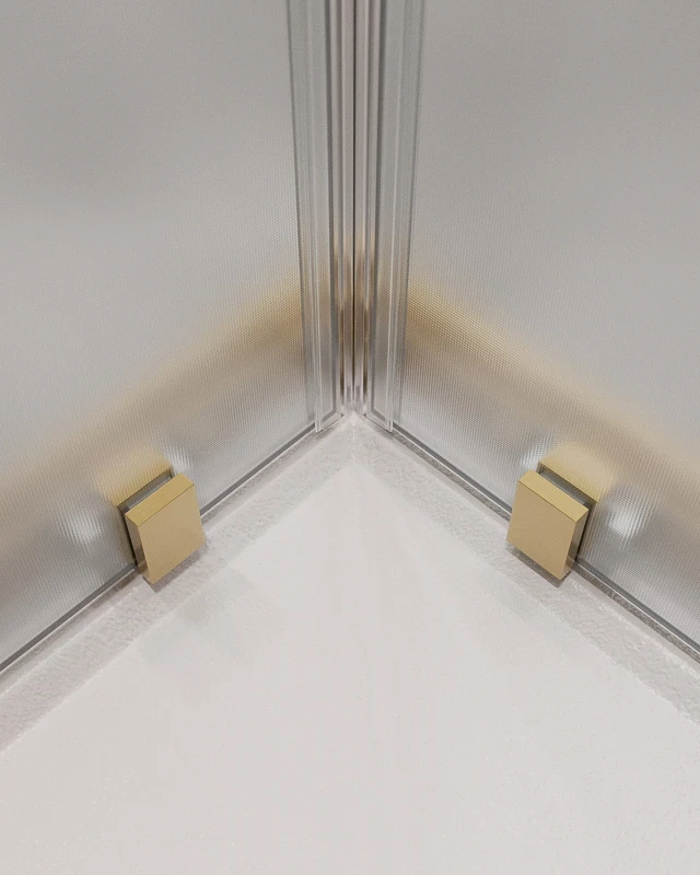 Душевой уголок Cezares Molveno 110x110 MOLVENO-A-22-90+20-P-BORO профиль Брашированное золото стекло рифленое