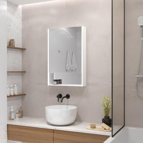 Зеркальный шкаф Art&Max Foggia 60 L AM-Fog-600-800-1D-L-DS-F-White с подсветкой цвет Белый