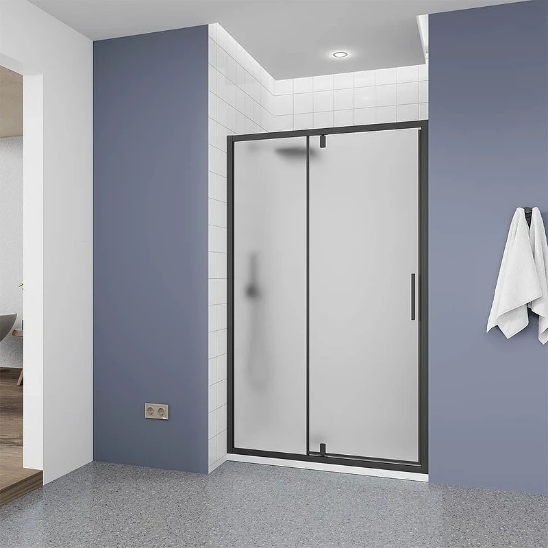 Душевая дверь Veconi Ottimo 110 OP20B-110-07-C9 профиль Черный матовый стекло матовое