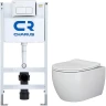 Унитаз с инсталляцией Ceramicanova Play CN3001 + Charus City CR.200.21.01 с сиденьем Микролифт и клавишей смыва Хром глянцевый