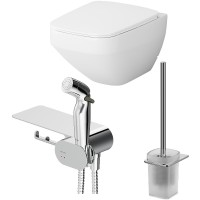 Унитаз AM.PM Inspire V2.0 FlashClean CK50H0603W подвесной с гигиеническим душем и ершиком с сиденьем Микролифт фарфор подвесной
