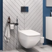 Унитаз AM.PM Inspire V2.0 FlashClean CK50H0603W подвесной с гигиеническим душем и ершиком с сиденьем Микролифт фарфор подвесной