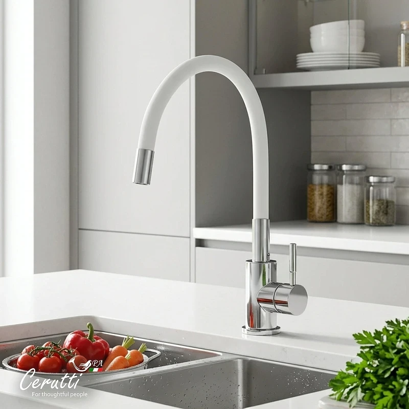 Cмеситель для кухни Ceruttispa Атэна (Atena) H-W CT12142 12142 цвет Хром Белый