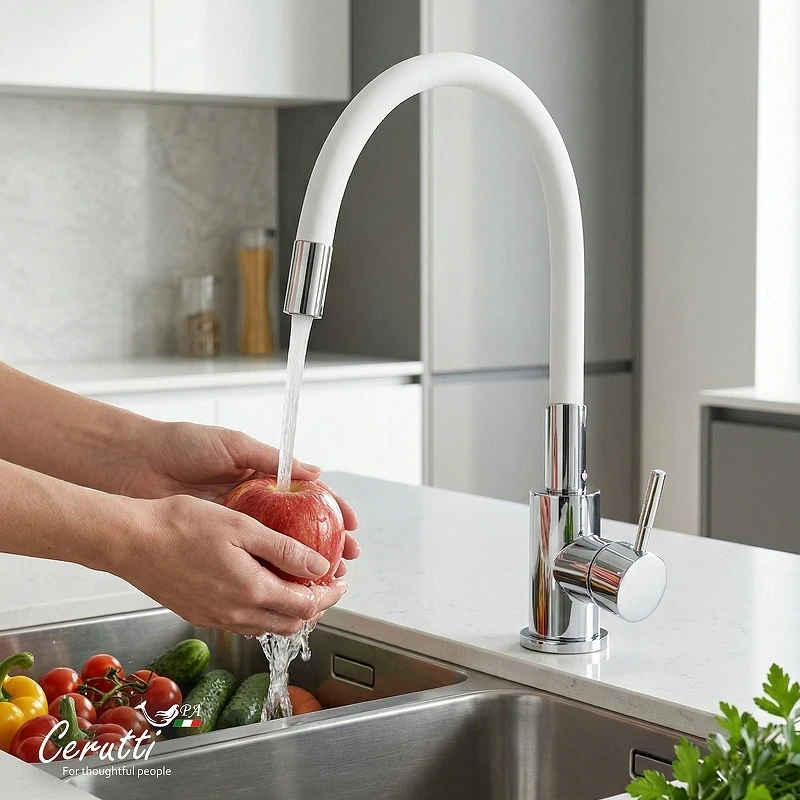 Cмеситель для кухни Ceruttispa Атэна (Atena) H-W CT12142 12142 цвет Хром Белый