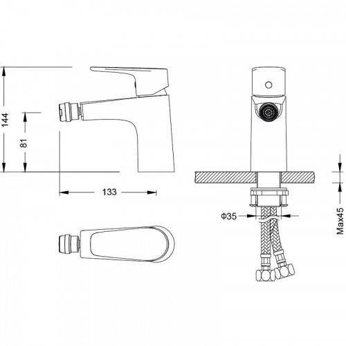 Смеситель для биде Aquatek Бетта AQ1118CR Хром латунь