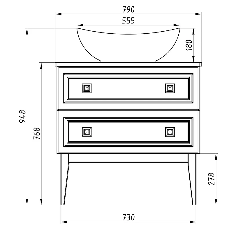 Тумба под раковину ASB-Woodline Каталина 80 Grey 12095 Серая массив дерева