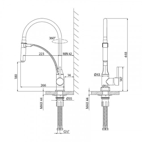 Смеситель для кухни Lemark Soul LM6007BL Черный матовый латунь