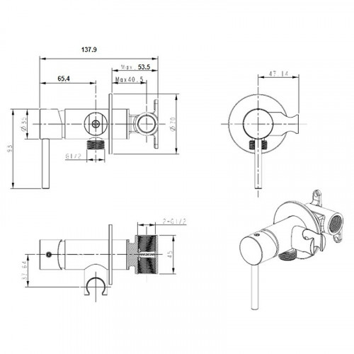 Гигиенический душ со смесителем Bronze de Luxe Scandi 701B Черный матовый латунь на стену