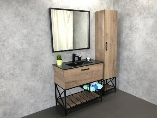 Шкаф пенал Comforty Бредфорд 40 00004148004 Дуб темный МДФ / ЛДСП