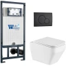 Комплект унитаза с инсталляцией WeltWasser MARBERG 507 + HOFBACH 041 GL-WT + MAR 507 RD MT-BL 10000011684 цвет Белый глянцевый с сиденьем Микролифт и клавишей смыва цвет Черный матовый