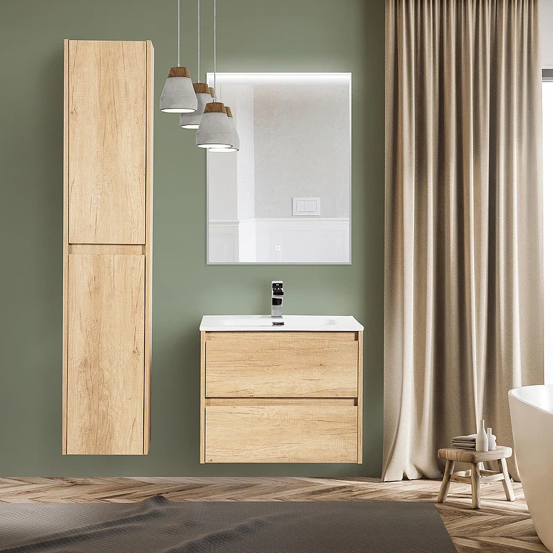 Шкаф пенал BelBagno Kraft 33 L KRAFT-1600-2A-SC-RNN-L подвесной Rovere Nebrasca Nature МДФ / ЛДСП