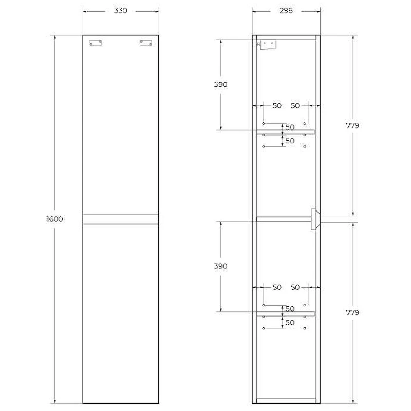 Шкаф пенал BelBagno Kraft 33 L KRAFT-1600-2A-SC-RNN-L подвесной Rovere Nebrasca Nature МДФ / ЛДСП