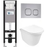 Комплект унитаза с инсталляцией WeltWasser AMBERG 350 + TELBACH 004 GL-WT + AMBERG RD-CR 10000012435 цвет Белый глянцевый с сиденьем Микролифт и клавишей смыва цвет Хром
