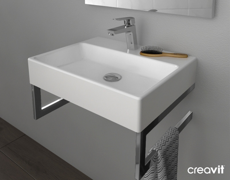 Раковина Creavit Next 50 NX242-00CB00E-0000 Белая фарфор подвесная, полувстраиваемая