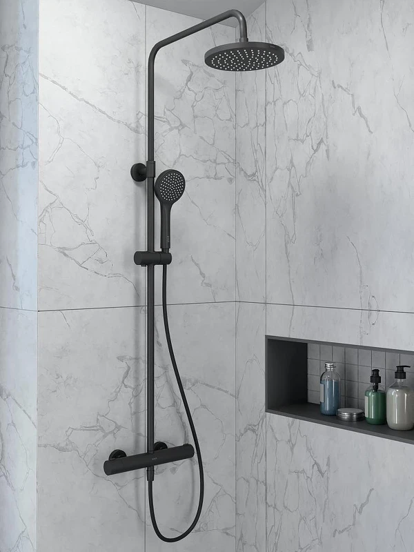 Душевая система Vitra Joy A4729836EXP с термостатом цвет Черный матовый