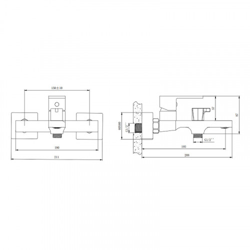 Смеситель для ванны Belz B613-7 B60613-7 Черный латунь на стену