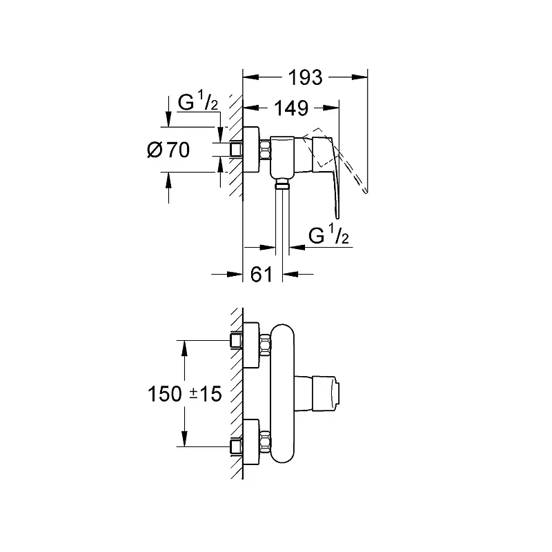 Смеситель для душа Grohe Eurostyle Cosmopolitan 33590002 Хром латунь на стену