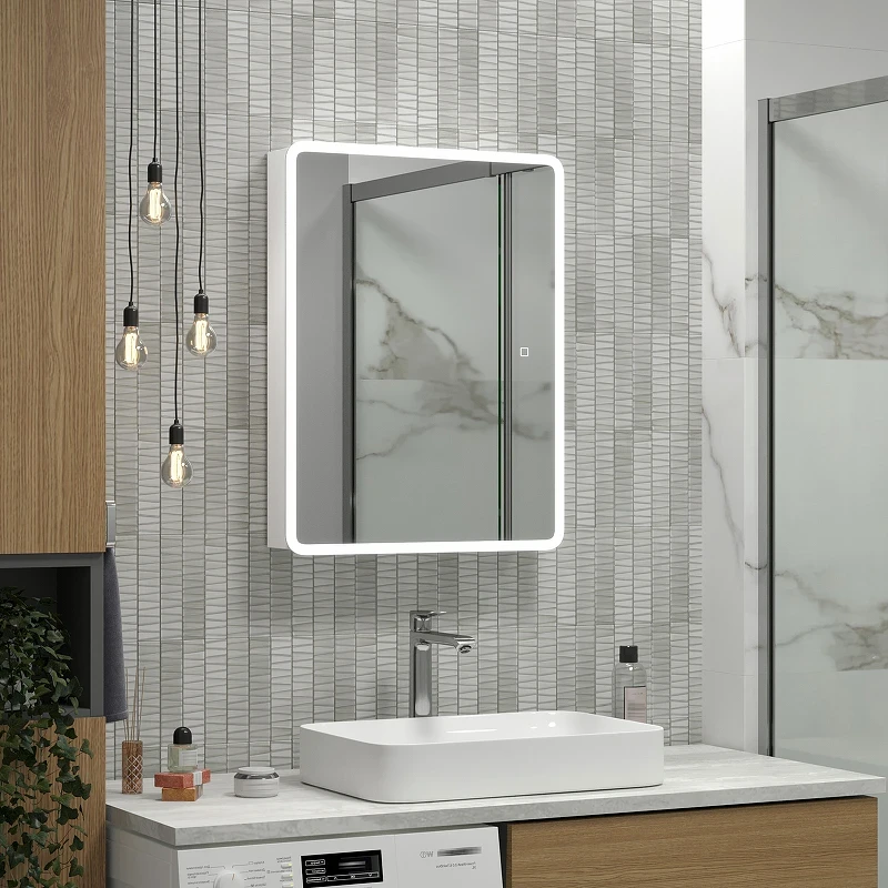 Зеркальный шкаф Reflection Chill 500х800 RF2317CH с подсветкой Белый матовый МДФ / ЛДСП, стекло