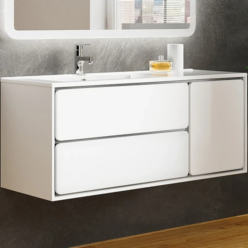 Тумба с раковиной SanVit Бруно-2 120 L kbruno2120Lw подвесная Белая глянцевая МДФ / ЛДСП
