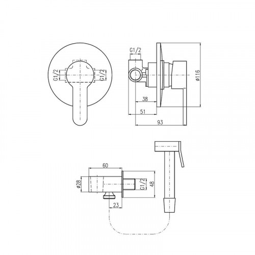 Смеситель для биде Rav Slezak Zambezi ZA042/1 с гигиеническим душем цвет Хром
