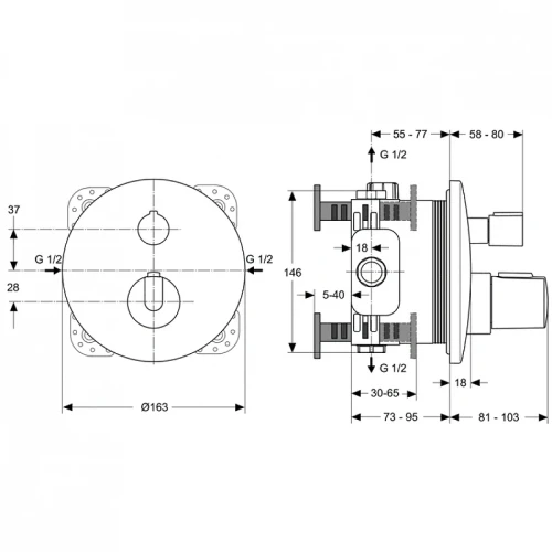 Смеситель для душа Ideal Standard Ceratherm 100 A4888AA с термостатом цвет Хром