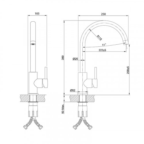 Смеситель для кухни Iddis Kitchen K05STJ0i05 Хром на столешницу