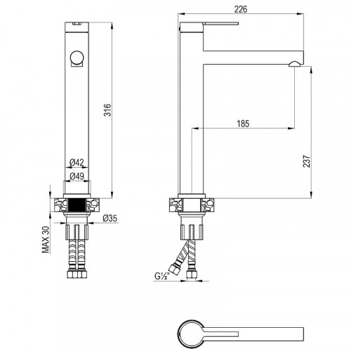 Смеситель для раковины Rossinka Rodchenko RSF-1715S-SSN цвет Сталь